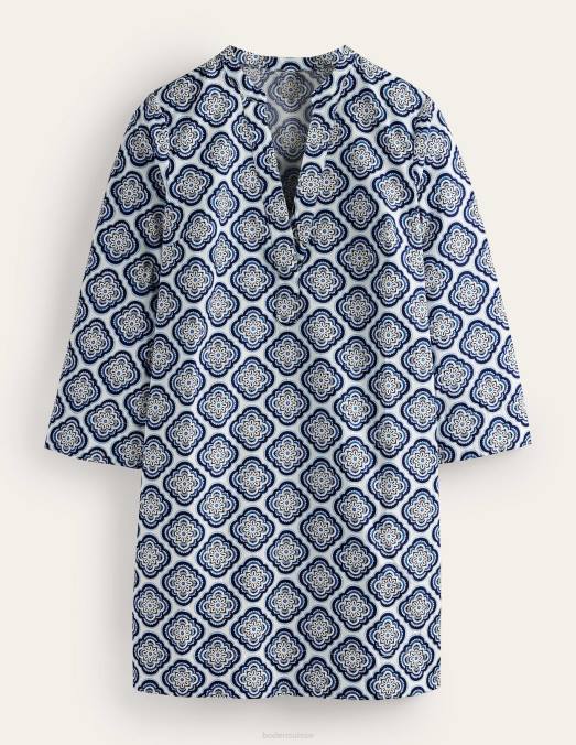 Boden vêtements bleu céleste et blush botanique femmes robe droite courte à col cranté LB2X1190