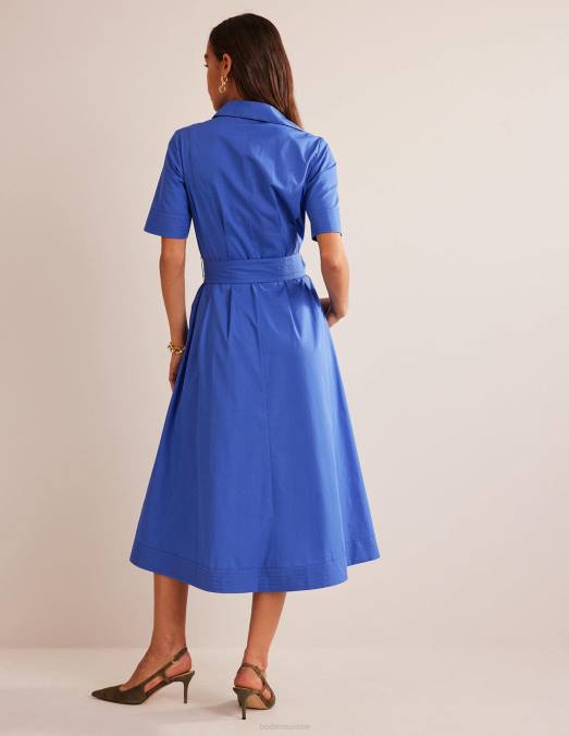 Boden vêtements bleu cobalt femmes robe-chemise mi-longue pippa LB2X52