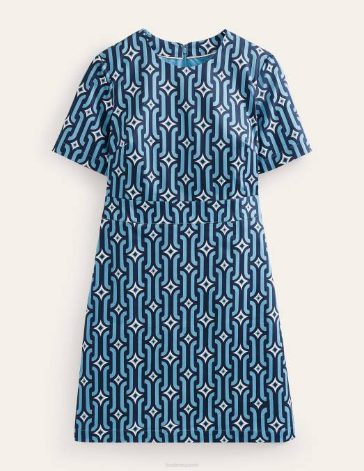 Boden vêtements bleu delphinium et géo azur femmes robe courte en coton LB2X1062