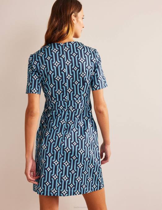 Boden vêtements bleu delphinium et géo azur femmes robe courte en coton LB2X1062