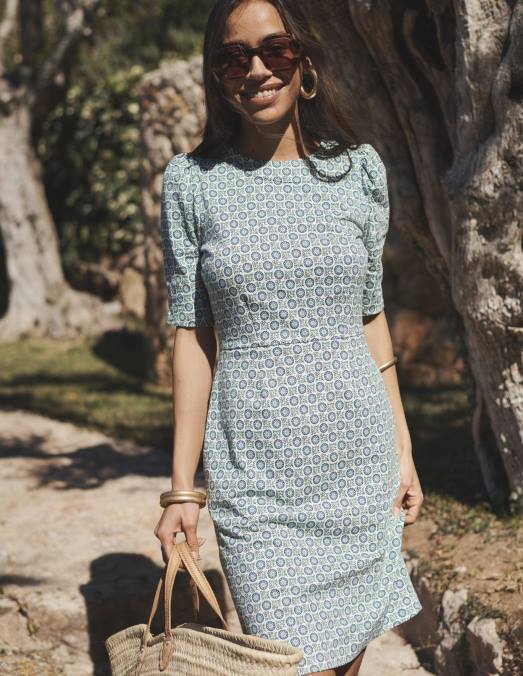 Boden vêtements bleu égéen et brin de tournesol femmes robe zoé en jersey LB2X23