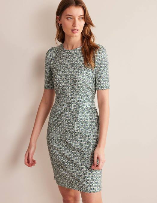 Boden vêtements bleu égéen et brin de tournesol femmes robe zoé en jersey LB2X23