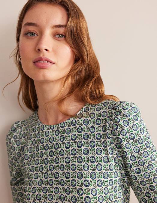 Boden vêtements bleu égéen et brin de tournesol femmes robe zoé en jersey LB2X23