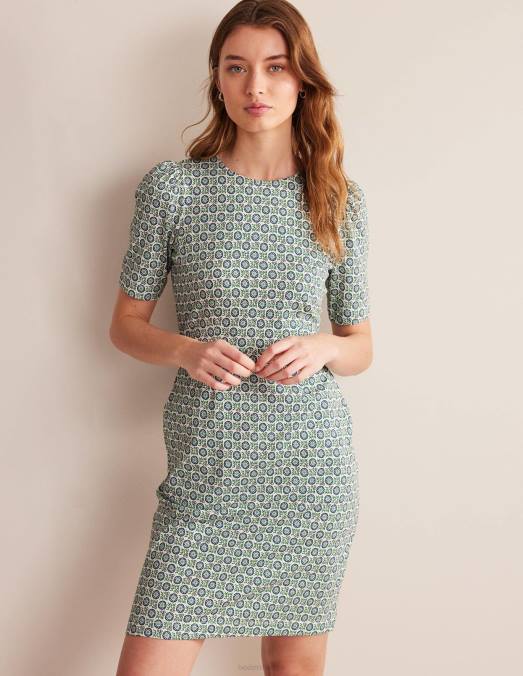 Boden vêtements bleu égéen et brin de tournesol femmes robe zoé en jersey LB2X23
