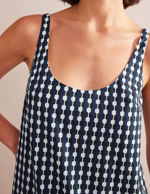 Boden vêtements bleu marine et géo azur femmes robe droite à encolure dégagée LB2X1143