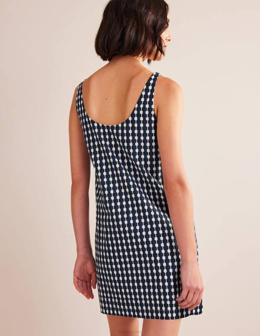 Boden vêtements bleu marine et géo azur femmes robe droite à encolure dégagée LB2X1143