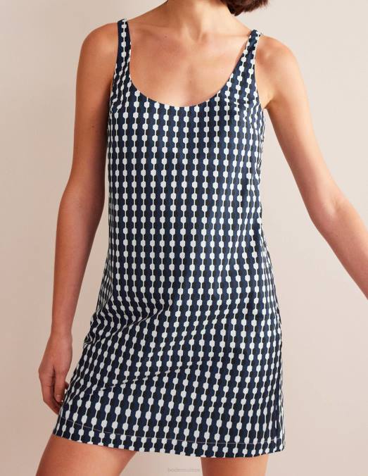 Boden vêtements bleu marine et géo azur femmes robe droite à encolure dégagée LB2X1143
