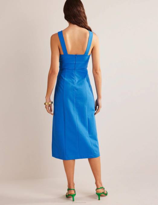 Boden vêtements bleu marocain femmes robe midi en jersey à bretelles au dos LB2X1352