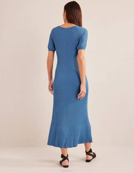Boden vêtements bleu porcelaine femmes robe en maille empire à angle LB2X1156