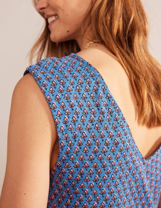 Boden vêtements blush bleu égéen et tulipe femmes robe droite sans manches en jersey LB2X18