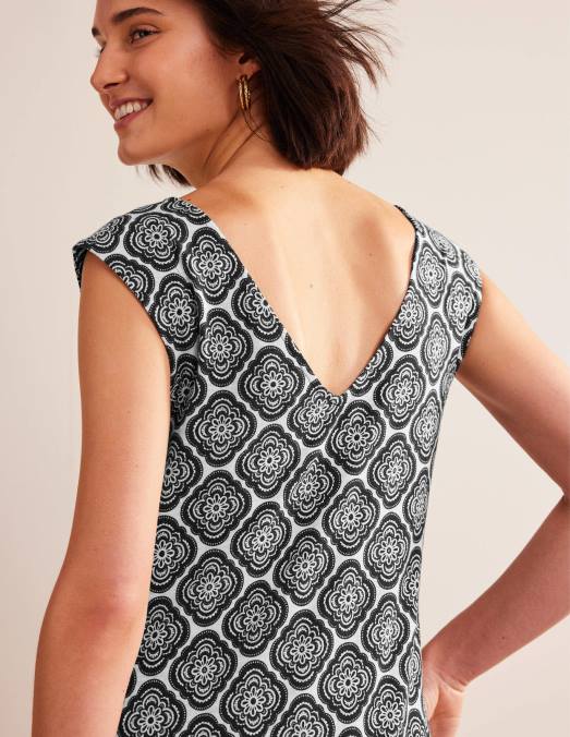 Boden vêtements blush noir et botanique femmes robe droite sans manches en jersey LB2X949