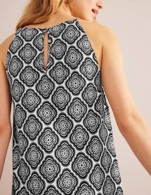 Boden vêtements blush noir et botanique femmes robe mi-longue en jersey à col nageur LB2X932