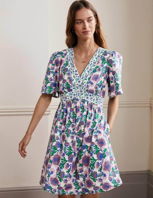 Boden vêtements bourgeon multi & terrasse femmes robe à détail contrastant LB2X2238