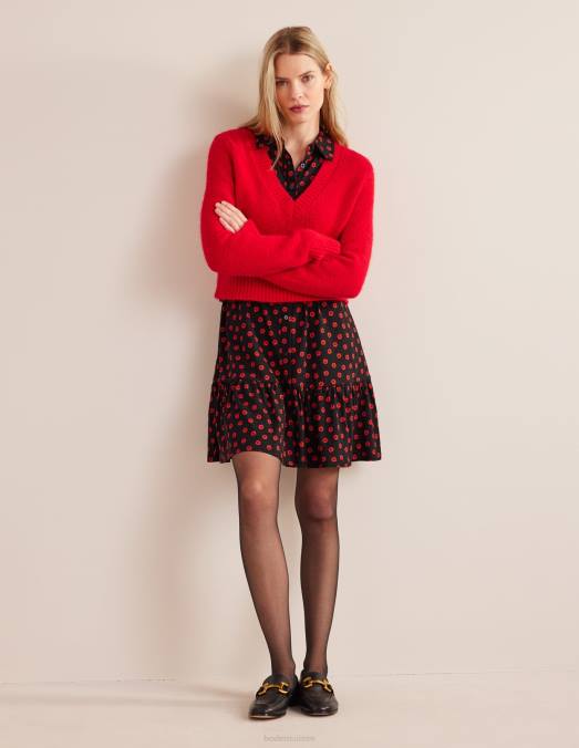 Boden vêtements bourgeon noir et pétunia femmes robe courte en jersey à volants LB2X1547