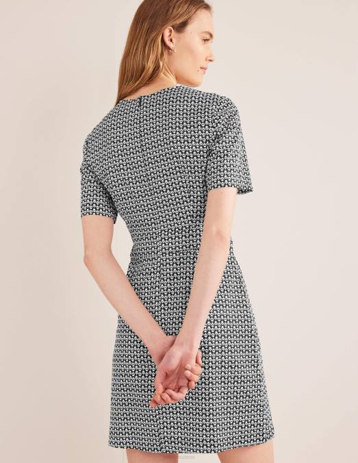 Boden vêtements bourgeon noir et tulipe femmes robe courte en coton LB2X1468