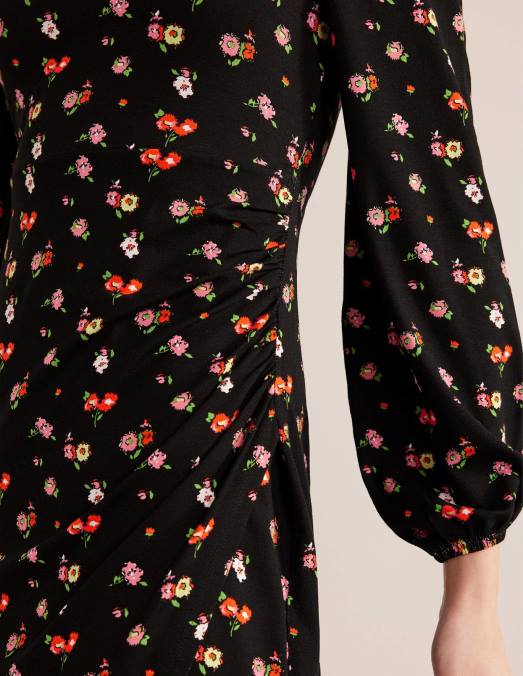 Boden vêtements brin noir et délicat femmes robe midi en jersey à encolure carrée LB2X1178