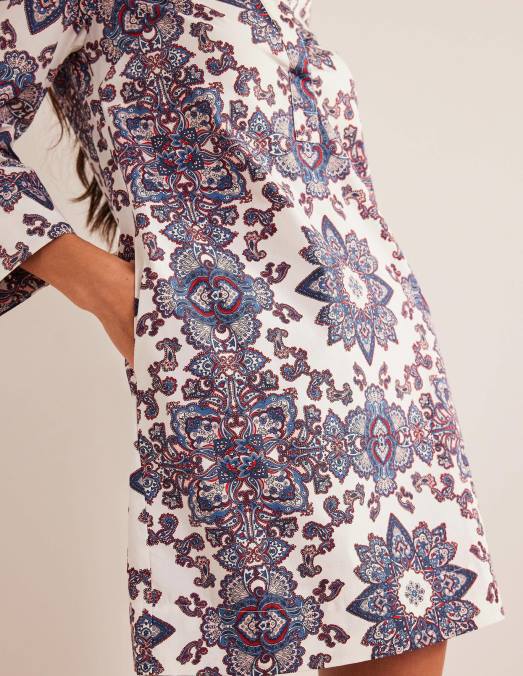 Boden vêtements cachemire ivoire et paradis femmes robe droite courte à col cranté LB2X2160