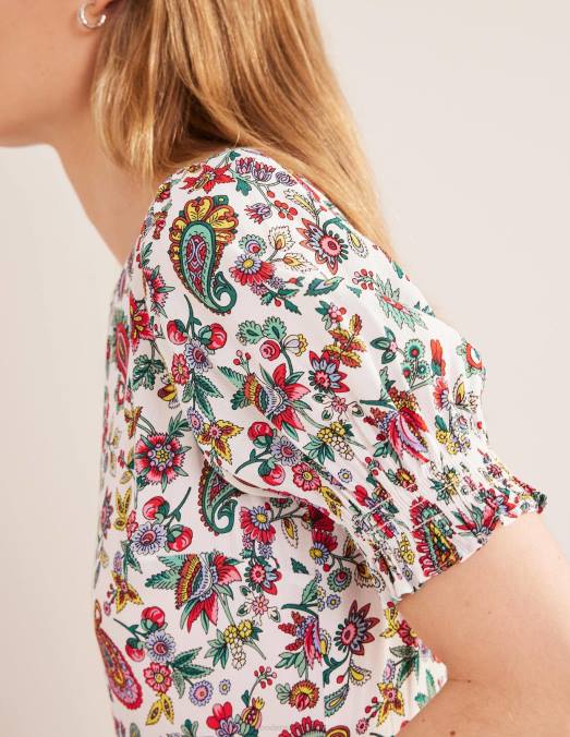 Boden vêtements cachemire multi et pissenlit femmes robe mi-longue à manches courtes LB2X1122