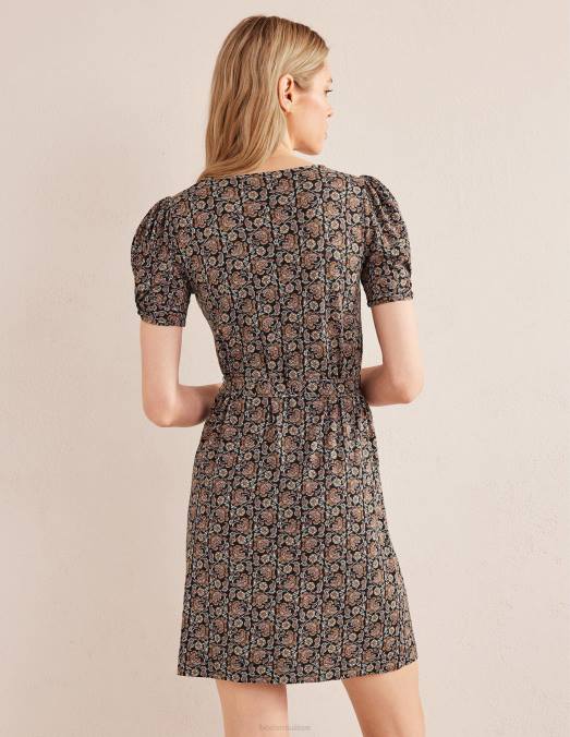 Boden vêtements cachemire noir et bloc femmes robe courte en jersey à détail de nœud LB2X1272