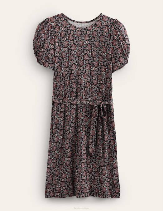 Boden vêtements cachemire noir et bloc femmes robe courte en jersey à détail de nœud LB2X1272