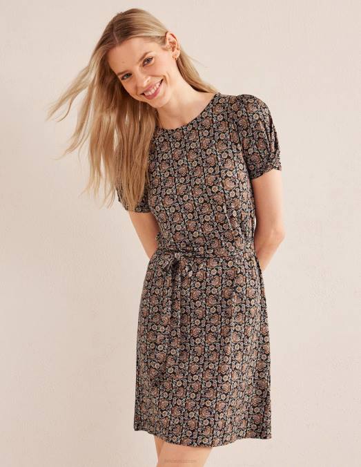 Boden vêtements cachemire noir et bloc femmes robe courte en jersey à détail de nœud LB2X1272