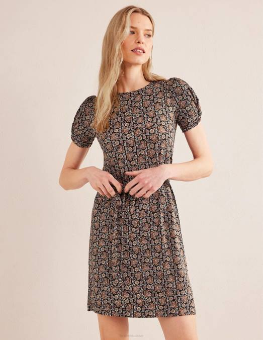 Boden vêtements cachemire noir et bloc femmes robe courte en jersey à détail de nœud LB2X1272