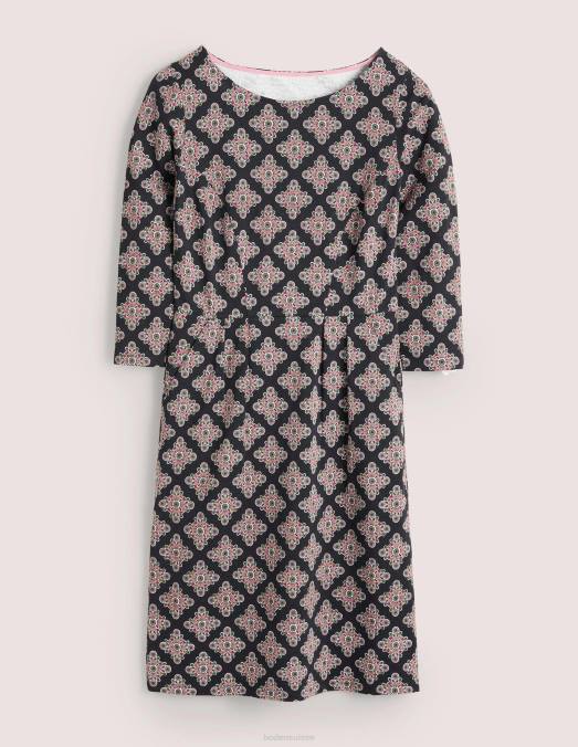 Boden vêtements carrelage illusion multi et marguerites femmes robe en jersey LB2X2598