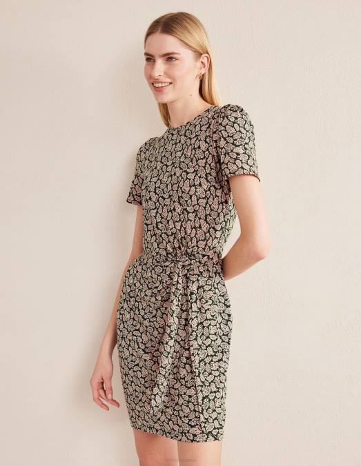 Boden vêtements cavolo noir et cachemire pop femmes robe en jersey nouée sur le devant LB2X1229