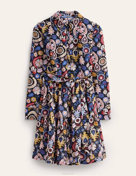 Boden vêtements charme multi & tropique femmes robe chemise courte en coton à volants LB2X2123