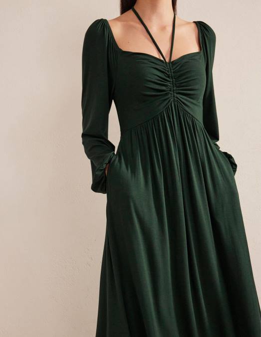 Boden vêtements cheval noir femmes robe longue en jersey à détail de liens LB2X1325