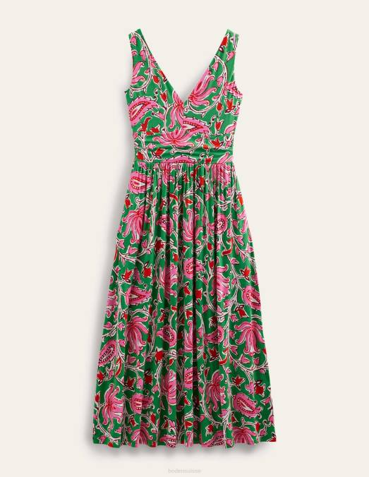 Boden vêtements citron vert et vigne botanique femmes robe longue en jersey sans manches LB2X1151