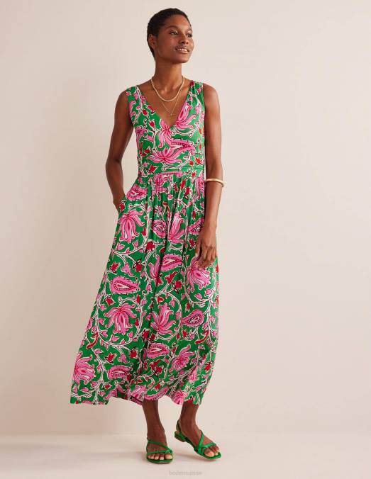 Boden vêtements citron vert et vigne botanique femmes robe longue en jersey sans manches LB2X1151