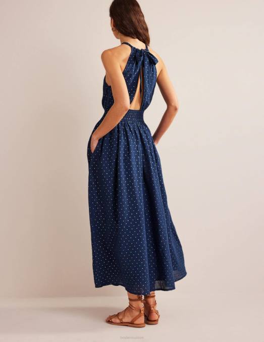 Boden vêtements clip bleu marine et doré femmes robe longue à détail métallisé LB2X2165