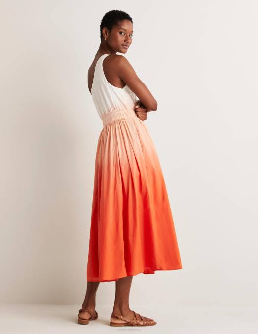 Boden vêtements colorant de trempage de pétard femmes robe midi asymétrique LB2X1947