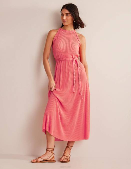 Boden vêtements coucher de soleil sur les coraux femmes robe longue en jersey plissé LB2X960