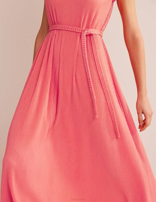 Boden vêtements coucher de soleil sur les coraux femmes robe longue en jersey plissé LB2X960