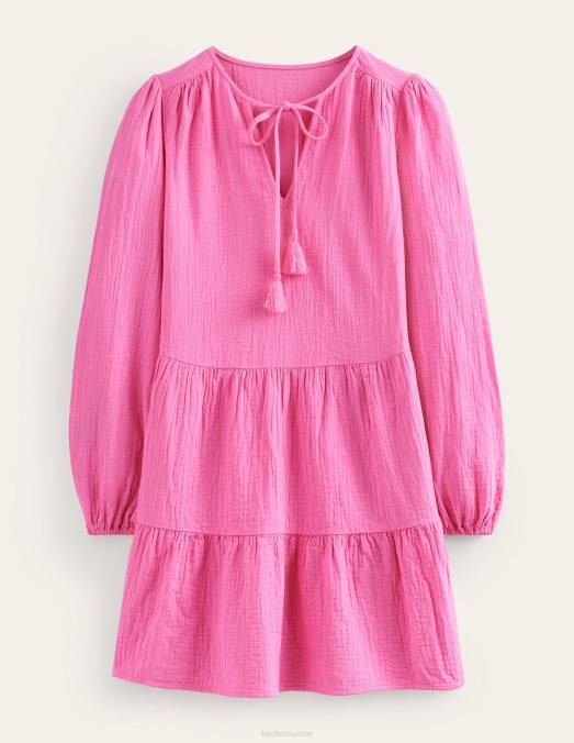 Boden vêtements festival rose femmes mini-robe en étamine LB2X1162