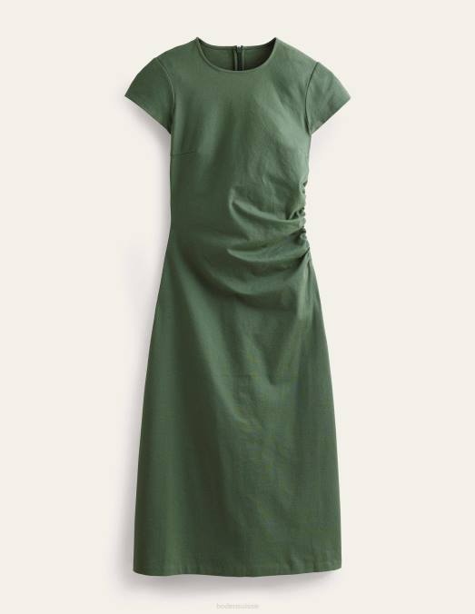 Boden vêtements feuille de palmier femmes robe midi en jersey froncée sur les côtés LB2X2471