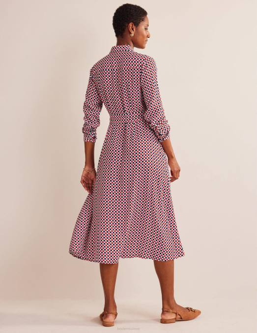 Boden vêtements fiesta orange et diamant femmes robe chemise mi-longue Kate LB2X45