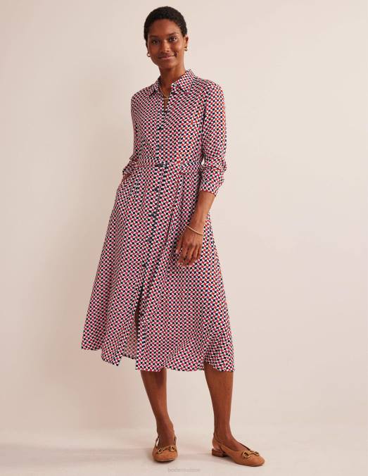 Boden vêtements fiesta orange et diamant femmes robe chemise mi-longue Kate LB2X45