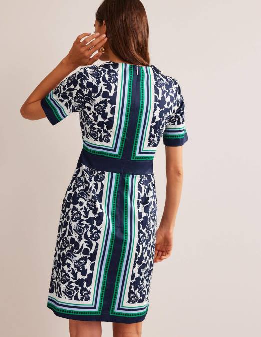 Boden vêtements fleur de marine et de tulipe femmes robe droite en coton Alexa LB2X53