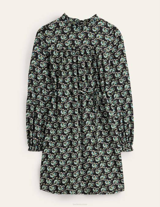 Boden vêtements fleur noire et pétale femmes robe courte en jersey à empiècement facile LB2X2124