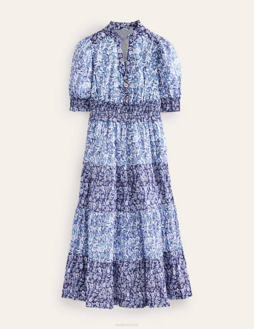 Boden vêtements floraison de pensée en porcelaine femmes robe longue en coton remix LB2X92