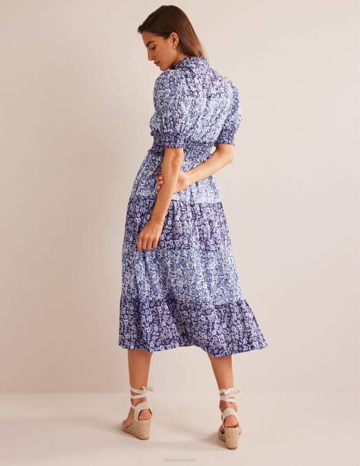 Boden vêtements floraison de pensée en porcelaine femmes robe longue en coton remix LB2X92