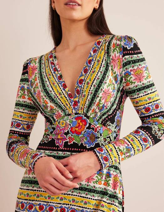 Boden vêtements floraison multiple et œillet femmes robe mi-longue en jersey LB2X2558