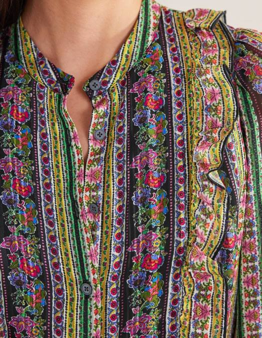 Boden vêtements floraison multiple et œillet femmes robe midi métallisée à volants LB2X2065