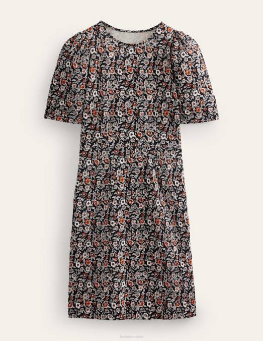 Boden vêtements floraison noire et pensée femmes robe zoé en jersey LB2X1071