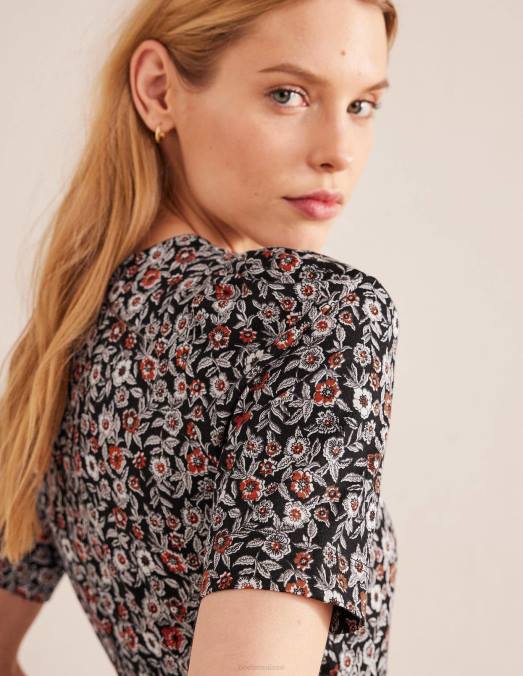 Boden vêtements floraison noire et pensée femmes robe zoé en jersey LB2X1071