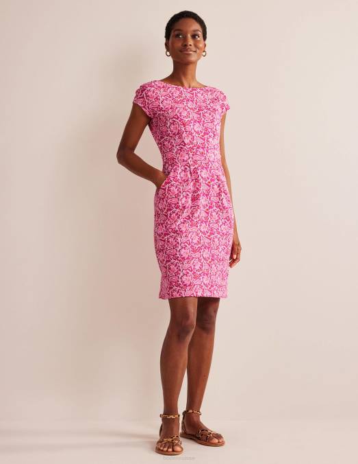 Boden vêtements framboise et vigne botanique femmes robe fleurie en jersey LB2X93