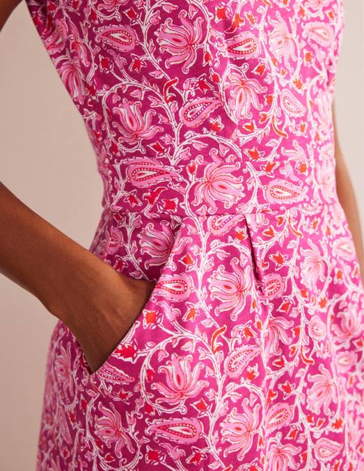 Boden vêtements framboise et vigne botanique femmes robe fleurie en jersey LB2X93